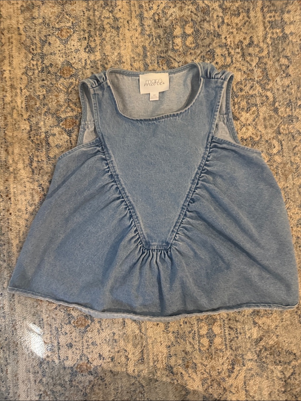 Mare mare (Anthropologie) Denim Blue Ruffle-Trim Tank